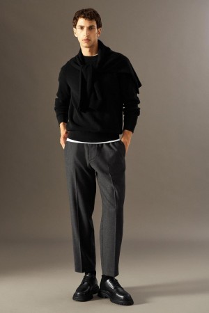 Blazer Barbati COS Elasticated Lână-flannel - Tapered Gri | AQPHT-4957