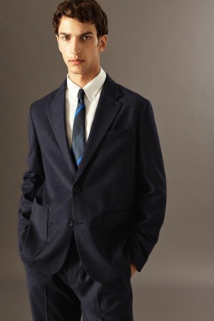 Blazer Barbati COS Lână-flannel - Regular Bleumarin | BHPAY-1239