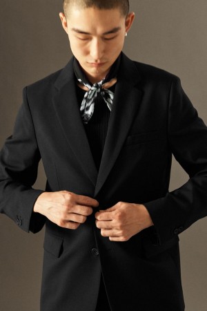 Blazer Barbati COS Tailored Lână-flannel - Regular Negrii | LKUSF-7604