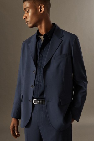 Blazer Barbati COS Unstructured Usori Lână - Regular Bleumarin | GZIJU-5264