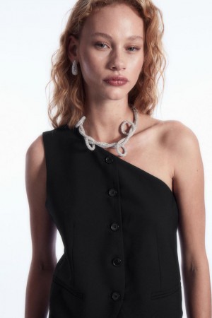 Blazer Dama COS Asymmetric Tailored Lână Negrii | FNJRV-2570