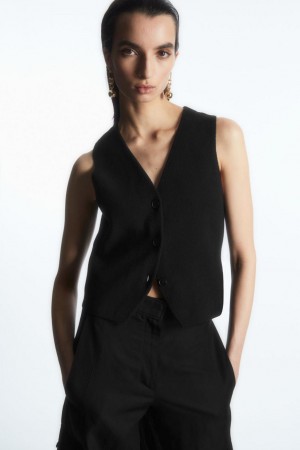Blazer Dama COS Tricotate Waistcoat Negrii | CSPXQ-8562