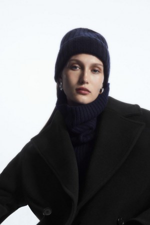 Caciula Dama COS Grosolan Pure Cashmere Bleumarin | DQPTH-6307