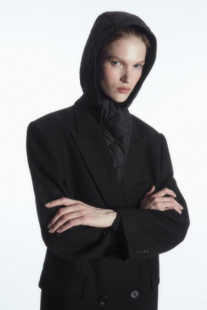 Capes Dama COS Matlasat Tie-front Negrii | LDREM-5873