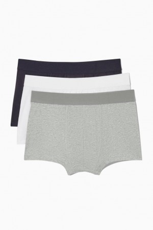 Chiloți Barbati COS 3-pack Jersey Boxer Gri Albi Negrii | YMORH-6382
