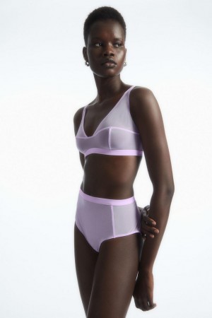 Chiloți Dama COS High-waisted Mesh-panel Violet Deschis | GTQNW-1956