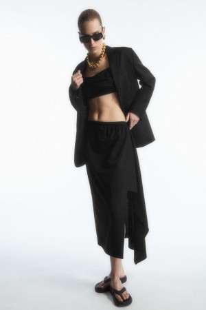 Fusta Dama COS Asymmetric Midi Wrap Negrii | ZBXYM-4962