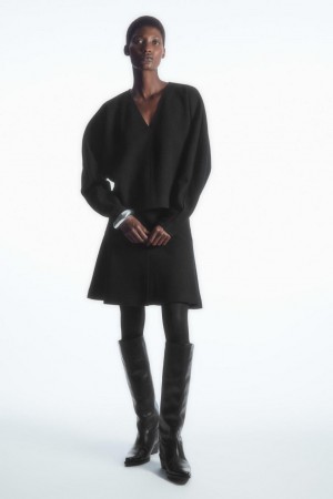 Fusta Dama COS Boiled-wool Mini Negrii | NZKXA-4501