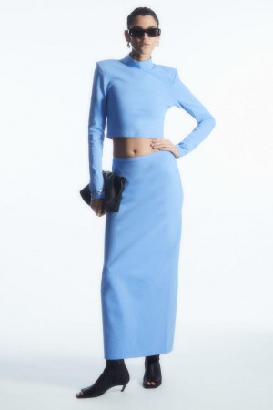 Fusta Dama COS Column Maxi Albastri Deschis | WUXQN-2874