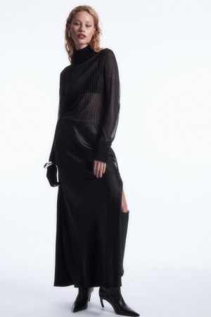 Fusta Dama COS Crinkled-satin Maxi Negrii | QVYHB-2680