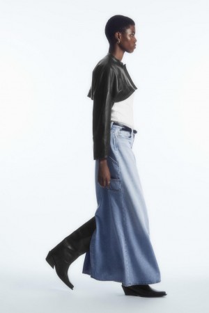 Fusta Dama COS Denim Maxi Albastri Deschis | LAKFC-3145