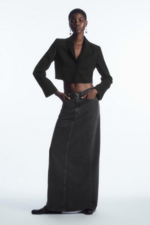 Fusta Dama COS Denim Maxi Negrii | WSBQK-3296