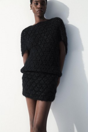 Fusta Dama COS The Crochet-knit Mini Negrii | PVISQ-4150