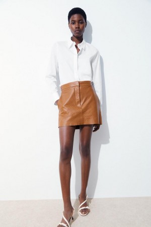 Fusta Dama COS The Embossed-leather Mini Maro | IRYWO-3240