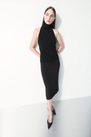 Fusta Dama COS The Tailored Silk-blend Midi Negrii | ZOFTR-7239