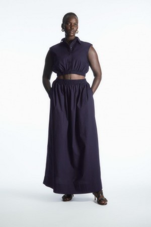 Fusta Dama COS Voluminous Gathered Maxi Bleumarin | KWPVN-3501