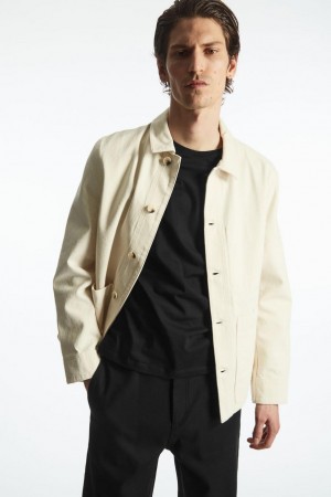 Geaca Barbati COS Denim Utility Albi | XYMWD-5249