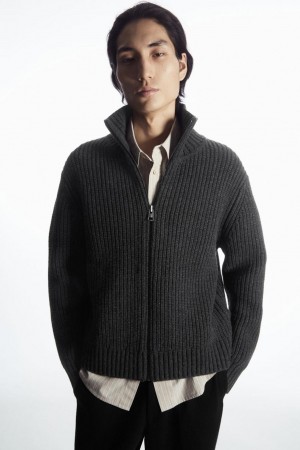 Geaca Barbati COS Funnel-neck Tricotate Lână Gri Inchis | RXYAZ-6084