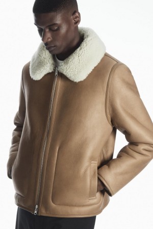 Geaca Barbati COS Reversible Shearling Maro | WPVLB-7284