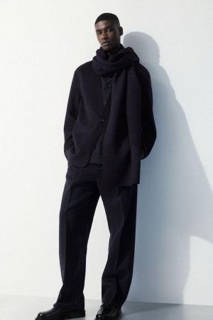 Geaca Barbati COS The Collarless Lână Scarf Bleumarin | YCQSW-4938