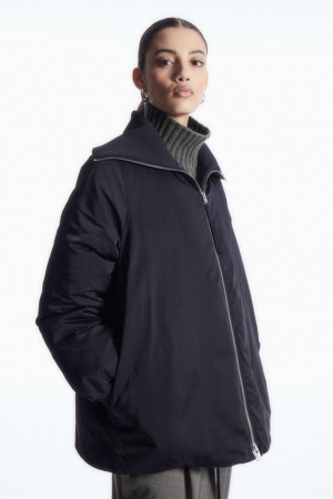 Geaca Dama COS Cu Nervuri-collar Puffer Bleumarin | QWURM-8639
