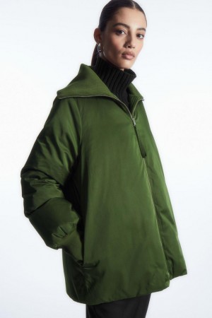 Geaca Dama COS Cu Nervuri-collar Puffer Verzi Inchis | GFCMR-4628