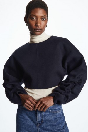 Geaca Dama COS Open-back Lână Bolero Bleumarin | BEVHM-9368