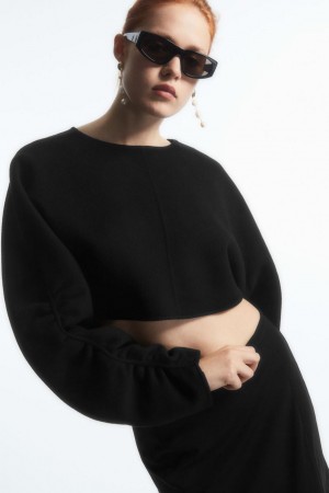 Geaca Dama COS Open-back Lână Bolero Negrii | JZAEY-8340
