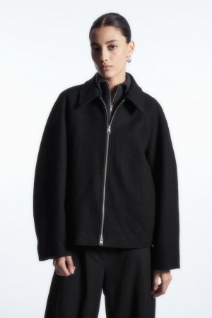 Geaca Dama COS Oversized Boiled-wool Negrii | GNBIH-2379