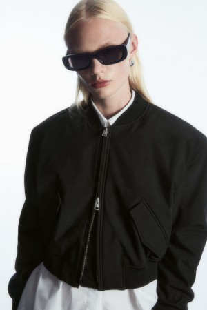 Geaca Dama COS Oversized Cropped Bomber Negrii | ZCWLB-0324