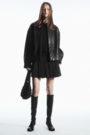 Geaca Dama COS Zip-up Piele Negrii | HEIRA-2647