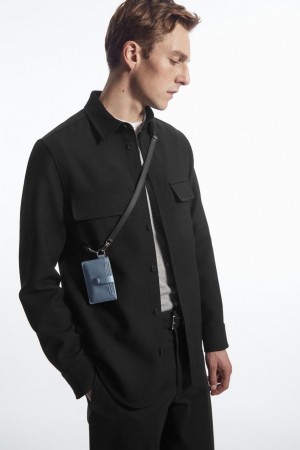 Geanta Barbati COS Piele Lanyard Cardholder Albastri Deschis | LPWEB-2061