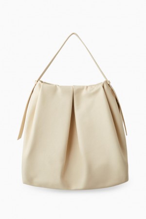 Geanta Dama COS Oversized Plisat Shoulder - Piele Albi | GNJQL-9216
