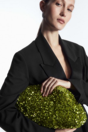Geanta Dama COS Oversized Sequinned Framed Clutch Verzi | DGTHB-5972