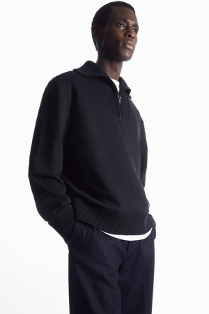 Hanorac Barbati COS Funnel-neck Half-zip Bleumarin | YAWZR-1672