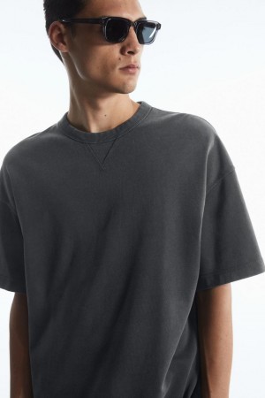 Hanorac Barbati COS Oversized Heavyweight Scurte-sleeved Negrii | DXUOH-0492