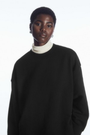 Hanorac Dama COS Oversized Fleece-back Negrii | YJKHC-5098