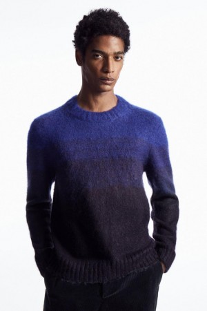 Jumpers Barbati COS Colour-block Mohair-blend Albastri Deschis Bleumarin | SDPEV-1208