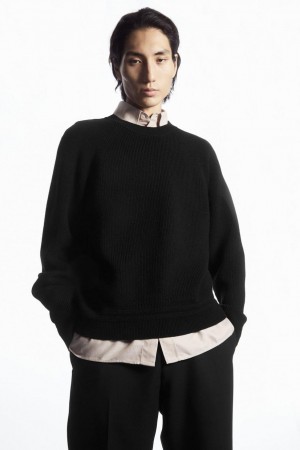 Jumpers Barbati COS Crew-neck Lână Negrii | IXDRH-0829