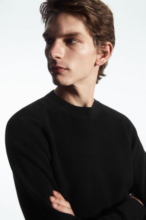 Jumpers Barbati COS Cu Nervuri-knit Negrii | KZELD-0943