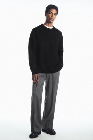 Jumpers Barbati COS Double-faced Merino Lână Negrii | BROEY-0859