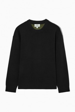 Jumpers Barbati COS Double-faced Merino Lână Negrii | YFNKZ-1894