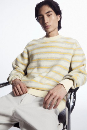 Jumpers Barbati COS In Dungi Boiled-wool Albi | CEUSW-6723