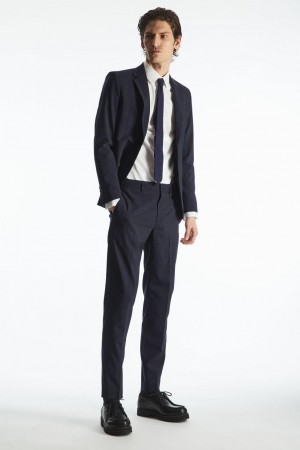 Jumpers Barbati COS Lână Mélange - Slim Bleumarin | KSHQD-2561