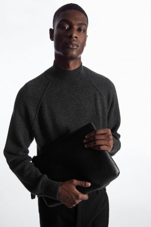 Jumpers Barbati COS Pure Cashmere Funnel-neck Gri Inchis | CHZNJ-4376