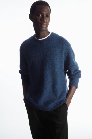 Jumpers Barbati COS Textured Lână-blend Bleumarin | NVEHF-1904