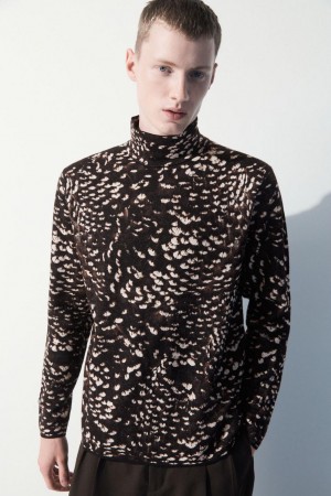 Jumpers Barbati COS The Feather-jacquard Maro Inchis | JNKFB-1052