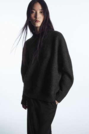 Jumpers Dama COS Dropped-shoulder Boiled-wool Gri Inchis | WTLNF-6937