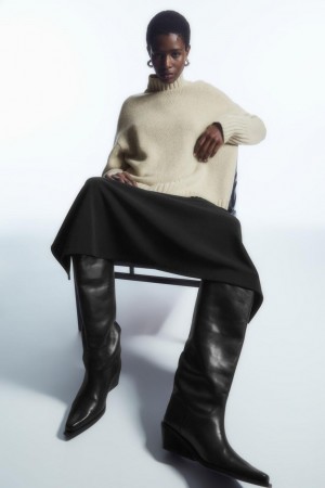 Jumpers Dama COS Funnel-neck Pure Cashmere Albi | SPWYA-8304