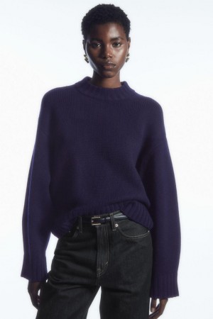 Jumpers Dama COS Grosolan Pure Cashmere Crew-neck Bleumarin | XSHKW-5962